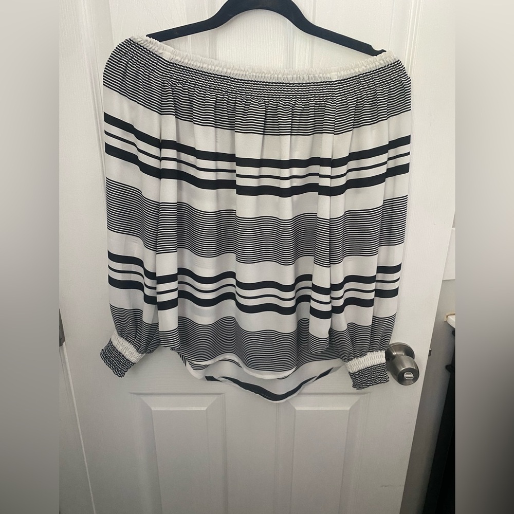 Express Black & White Off the Shoulder Top